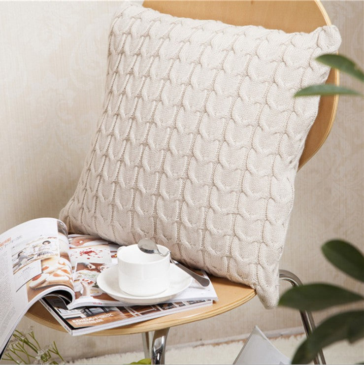 [IN 1XZT27-Beige] Knitted Cozy Home Decoration Throw Pillow (With or Without Insert)