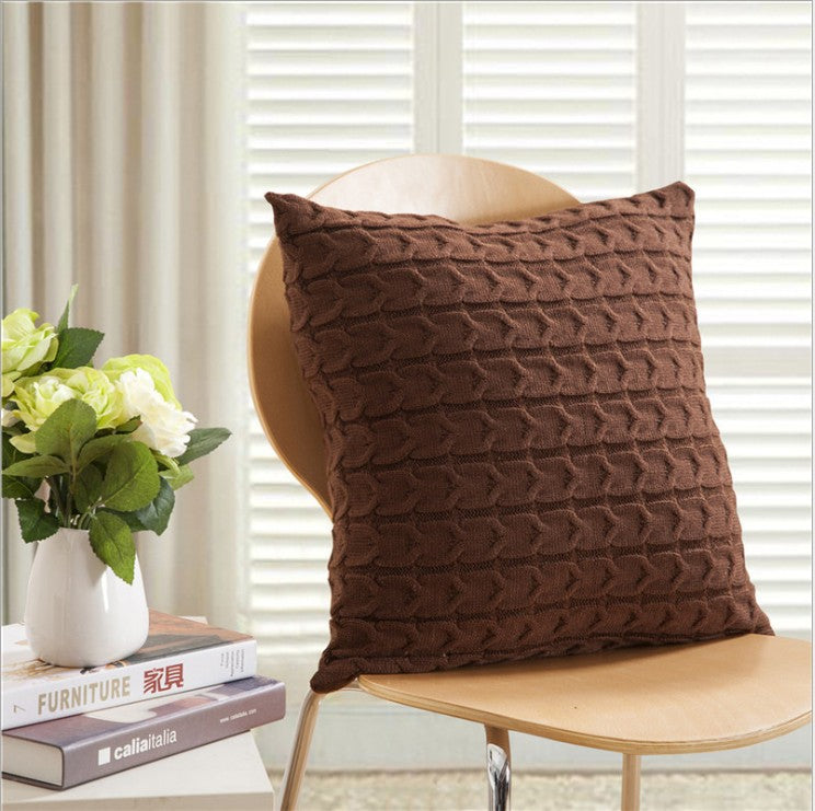 [IN 1XZT27-Beige] Knitted Cozy Home Decoration Throw Pillow (With or Without Insert)
