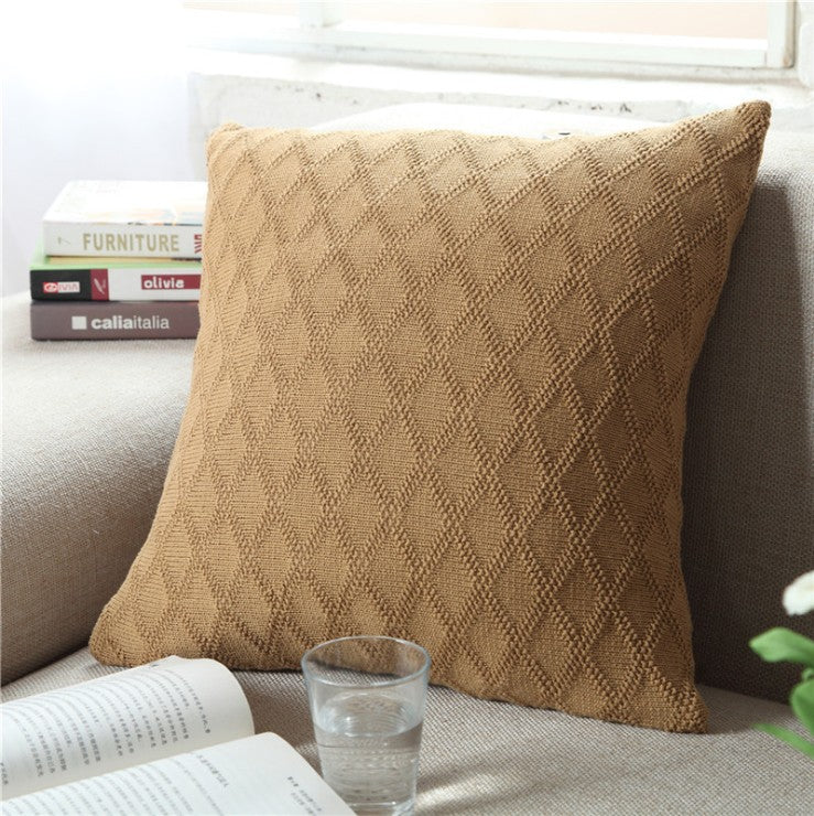[IN 1XZT27-Beige] Knitted Cozy Home Decoration Throw Pillow (With or Without Insert)