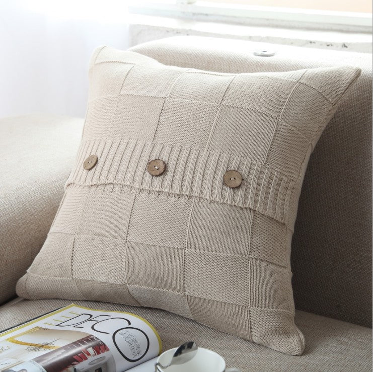 [IN 1XZT27-Beige] Knitted Cozy Home Decoration Throw Pillow (With or Without Insert)