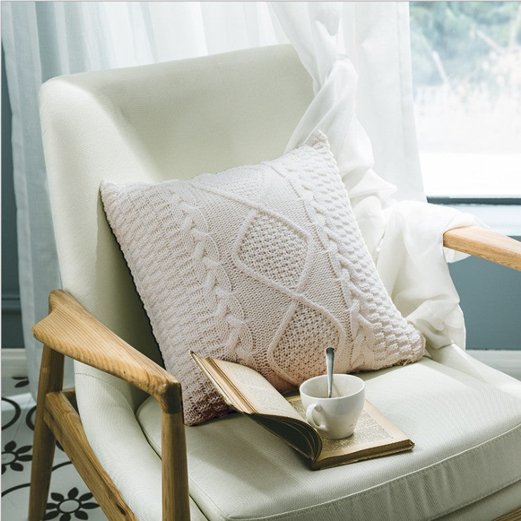 [IN 1XZT27-Beige] Knitted Cozy Home Decoration Throw Pillow (With or Without Insert)