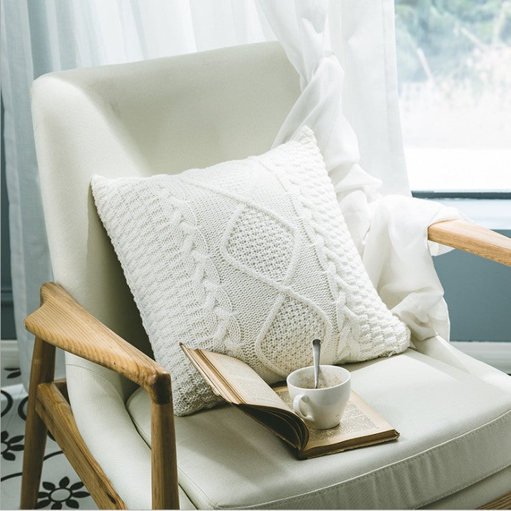 [IN 1XZT27-Beige] Knitted Cozy Home Decoration Throw Pillow (With or Without Insert)
